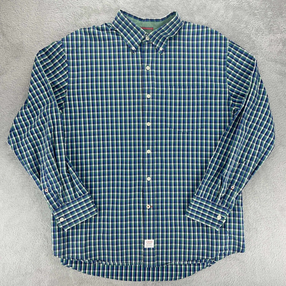 IZOD Plaid Button Down Shirt
Long Sleeve • Classic Fit • Green Blue • Size Large